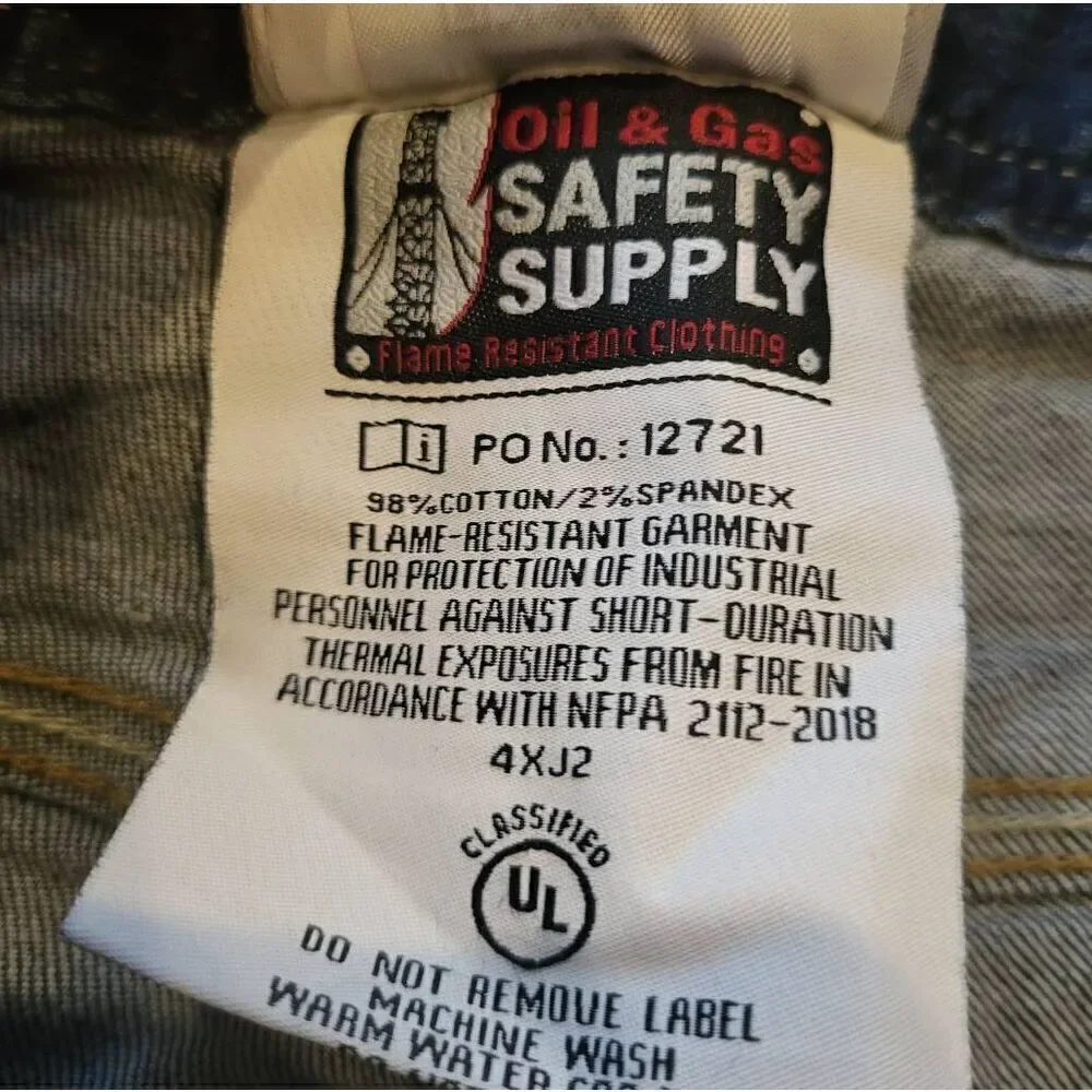 Oil And Gas Supply Jeans Men's 32 Relaxed Bootcut Standard Blue Flame Resistant